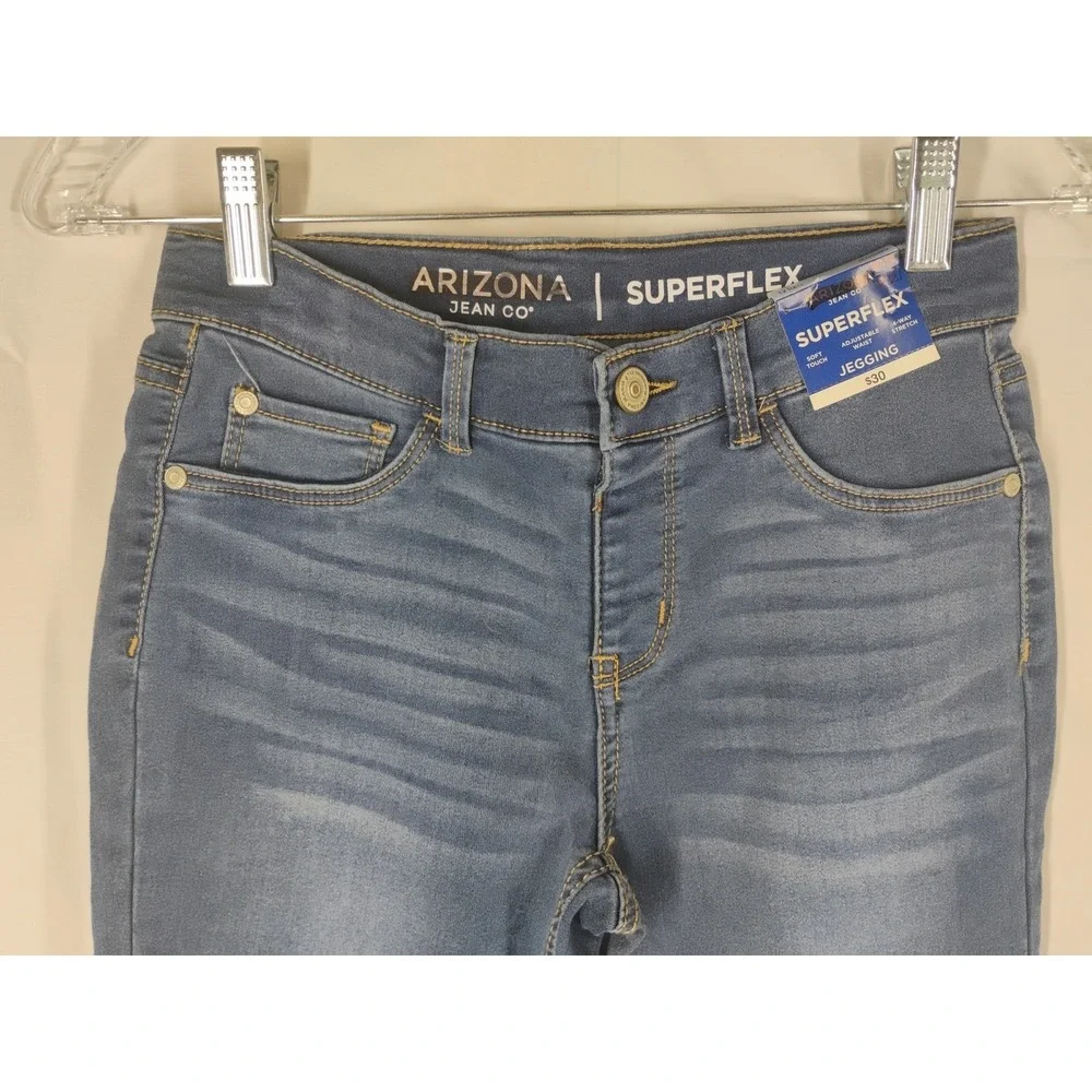 NWT Arizona Jean Co Girls 12 Reg Jegging Harper Medium Wash Superflex‎ Skinny #2